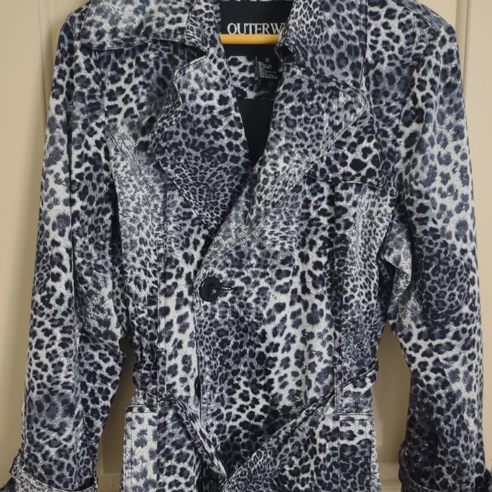 Raincoat Size Small Black/Gray/White Animal Print Outerwear by Lisa